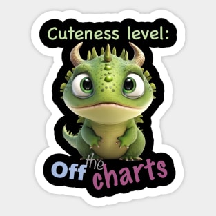 Little Dragon Cuteness Level Cute Adorable Funny Quote Sticker